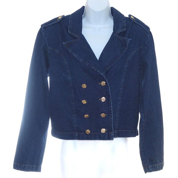 Forenza Jackets & Blazers - Vintage Forenza Jean Jacket Sz 12 Military Epaulette 80's-90's Double Breasted C